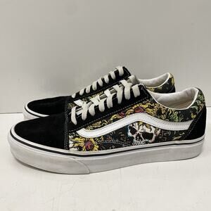 Vans Old Skool Men’s 9.5 Beauty Skull Black True White Canvas Suede Skate Shoes